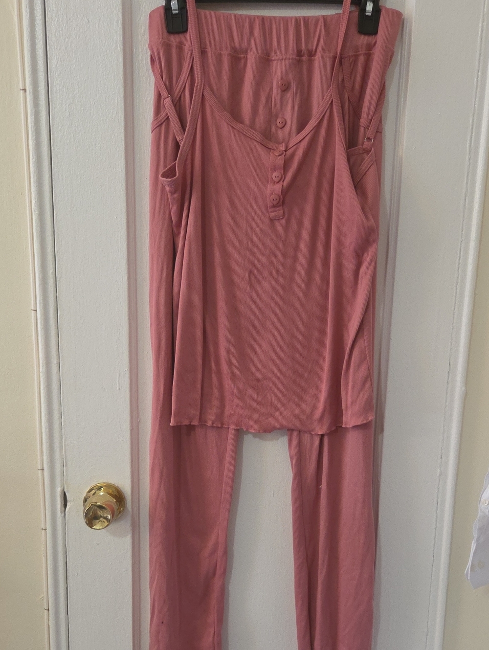 2 Piece Set Rose Sleep Henley Tank & Lounge Pants Pajama Large